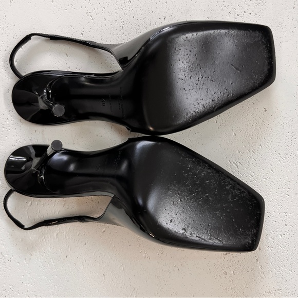 SAINT LAURENT Maxine buckle-embellished patent-leather slingback pumps US 9 - Picture 7 of 8